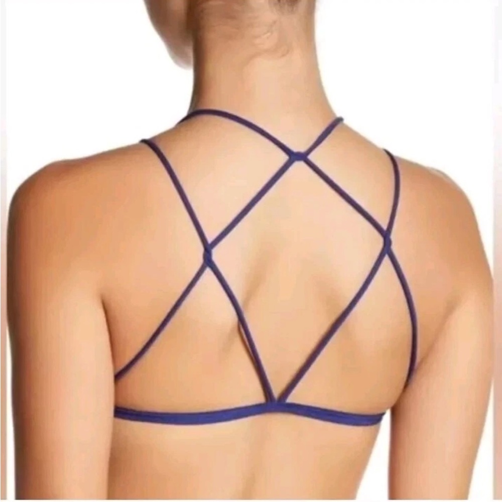 Intimately Free People Navy Ribbed Bandeau Strappy Bra Bralette XS/S - Picture 3 of 8